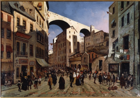 Strada della Madre d'Iddio e ponte di Carignano a Genova, 1847